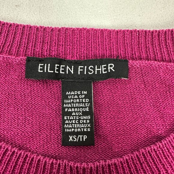 Eileen Fisher Womens XS Magenta Long Sleeve Lightweight Sweater Tencel Blend - Picture 3 of 4